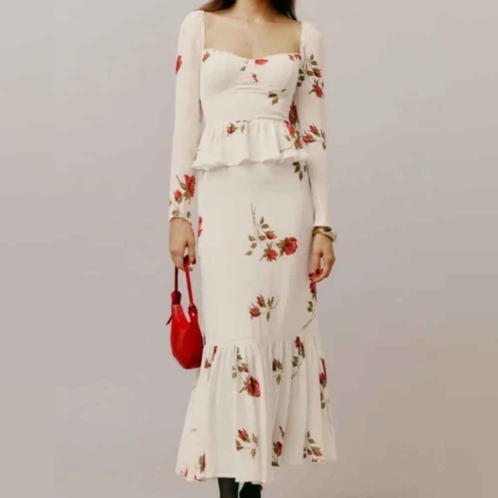 NWOT Reformation Zandra Floral Sleeve Peplum Dress